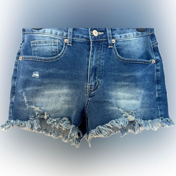 New! Women's denim mid-waist distressed shorts! - Picture 3 of 9
